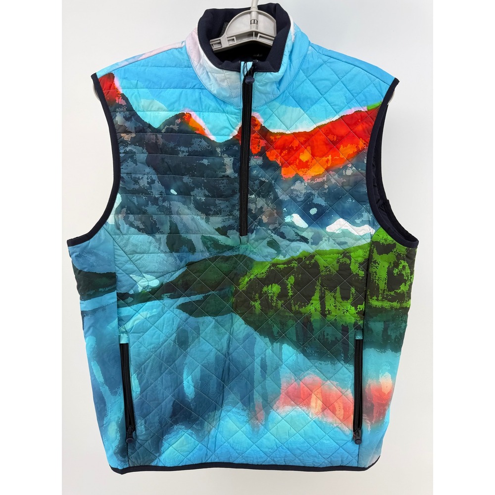 NEW Greyson Golf Painted Mountain Yukon 1/2 Zip Vest Men's Sz M Primaloft